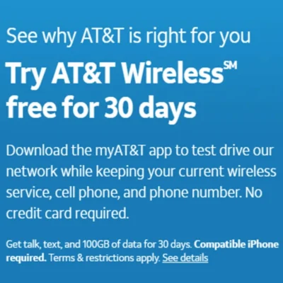 ATT free network trial eSIM iPhone