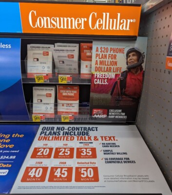 Consumer Cellular on Display Walmart