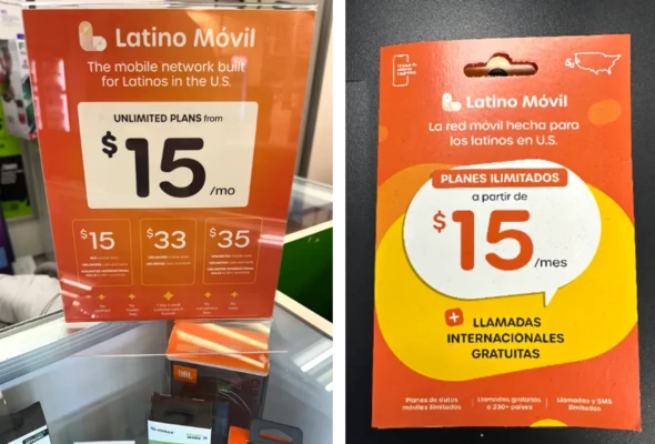 Latino Móvil signage at a dealer