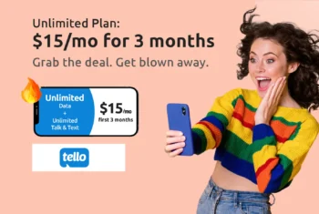 Tello Mobile $15 unlimited plan promo image