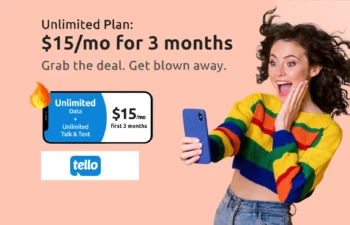 Tello Mobile $15 unlimited plan promo image