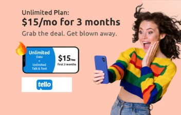 Tello Mobile $15 unlimited plan promo image