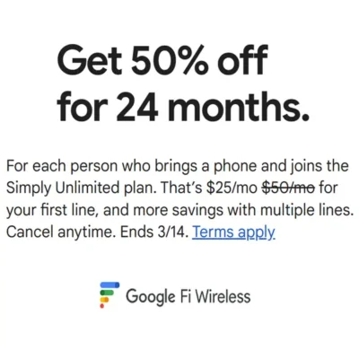 Google Fi half off simply unlimited