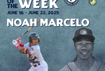 Hitter of the week -Baseball player holding a bat with his stats being shown. Red Pocket Mobile sponsoring