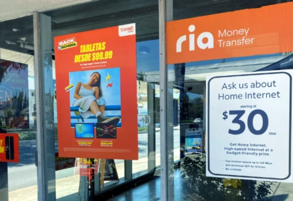 Boost Mobile Store Window Signage Pitching $30/Month Home Internet