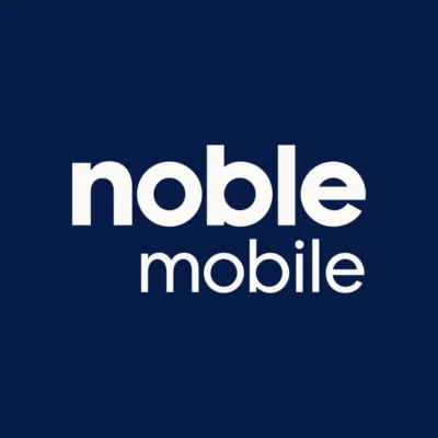 Logo. Noble Mobile spelled in white against a navy blue background