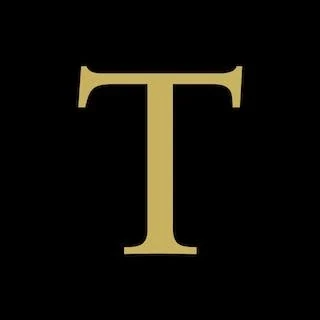 Trump Mobile Logo letter T in gold against a black background
